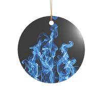KFRXXZQB Blue Flame -Print Acrylic Pendant Golden Lanyard - Customizable High-Clarity Ornament For Christmas & Wedding Deco.