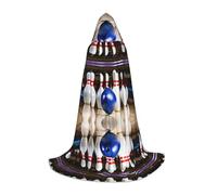 KFRXXZQB bowling -Print Youth Hooded Cape - Adjustable Printed Cloak For Halloween Events, School Theatre & Costumes M