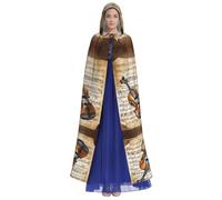 KFRXXZQB Butterfly and cello -Print Adult Halloween Cloak - Adjustable Hooded Cape For Parties, Gothic Events & Festivals, Machine Washable Value Option