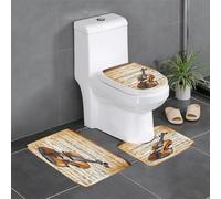 KFRXXZQB Butterfly and cello -Print Flannel Non-Slip Rug Set 3-Piece - Absorbent U-Shaped Toilet Mat Lid Cover For Bathroom.