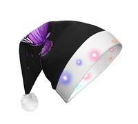 KFRXXZQB Butterfly -Print Adult Plush Christmas Hat Led Lights Light-Up Santa Hat For Parties Events Soft, Washable Design For Holiday Gatherings Family Celebrations.