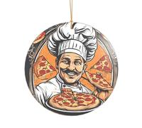 KFRXXZQB Chef Pizza -Print Acrylic Pendant Golden Lanyard - Customizable High-Clarity Ornament For Christmas & Wedding Deco.
