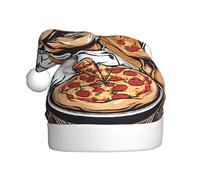 KFRXXZQB Chef Pizza -Print Adult Plush Christmas Hats - Festive Santa Hats For Adults - Lightweight & Comfortable Christmas Gatherings, Parties Holiday Celebrations.