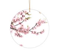 KFRXXZQB Cherry Blossoms Tree -Print Acrylic Pendant Golden Lanyard - Customizable High-Clarity Ornament For Christmas & Wedding Deco.
