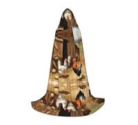 KFRXXZQB Chicken And Rooster Print -Print Youth Hooded Cape - Adjustable Printed Cloak For Halloween Events, School Theatre & Costumes L