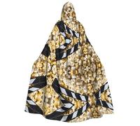 KFRXXZQB Cinema Movie Clapboard And Popcorn -Print Adults Halloween Cloak Hooded - Full Print Gothic Cape For Festivals, Larp Events & Themed Parties With Machine Washable Fabric