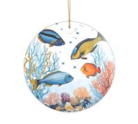 KFRXXZQB colorful fish in the sea -Print Acrylic Pendant Golden Lanyard - Customizable High-Clarity Ornament For Christmas & Wedding Deco.