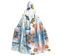 KFRXXZQB colorful fish in the sea -Print Adult Halloween Cloak - Adjustable Hooded Cape For Parties, Gothic Events & Festivals, Machine Washable Value Option