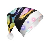 KFRXXZQB Colorful Music Notes -Print Adult Plush Christmas Hat Led Lights Light-Up Santa Hat For Parties Events Soft, Washable Design For Holiday Gatherings Family Celebrations.