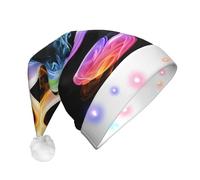 KFRXXZQB Colorful Music Notes -Print Adult Plush Christmas Hat Led Lights Light-Up Santa Hat For Parties Events Soft, Washable Design For Holiday Gatherings Family Celebrations.