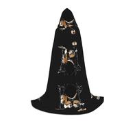 KFRXXZQB Cool Drum Set -Print Youth Hooded Cape - Adjustable Printed Cloak For Halloween Events, School Theatre & Costumes L