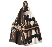 KFRXXZQB Cowboy Black Hat Western Boots -Print Adults Halloween Cloak Hooded - Full Print Gothic Cape For Festivals, Larp Events & Themed Parties With Machine Washable Fabric