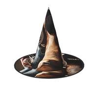 KFRXXZQB Cowboy Black Hat Western Boots -Print Full Coverage Halloween Hat - Packable Witch Headwear For Festivals, Larp & Parties 1 PC
