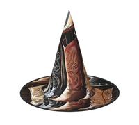 KFRXXZQB Cowboy Black Hat Western Boots -Print Full Coverage Halloween Hat - Packable Witch Headwear For Festivals, Larp & Parties 1 PC