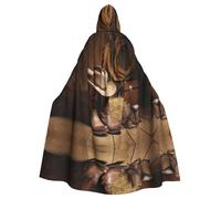 KFRXXZQB Cowboy Hat Western Boot -Print Adult Halloween Cloak - Adjustable Hooded Cape For Parties, Gothic Events & Festivals, Machine Washable Value Option