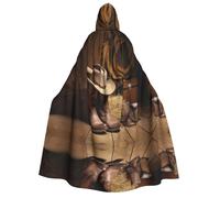 KFRXXZQB Cowboy Hat Western Boot -Print Adults Halloween Cloak Hooded - Full Print Gothic Cape For Festivals, Larp Events & Themed Parties With Machine Washable Fabric