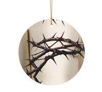 KFRXXZQB Crown of thorns -Print Round Aluminum Pendants - Customizable Double-Sided Print, 0.8mm Thin Gold Cord For Christmas.
