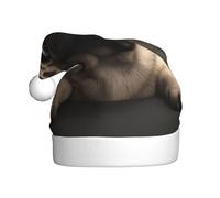 KFRXXZQB Cute Pretty Pug Dog -Print Adult Plush Christmas Hats - Festive Santa Hats For Adults - Lightweight & Comfortable Christmas Gatherings, Parties Holiday Celebrations.