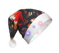 KFRXXZQB Cute Rooster Chickens -Print Adult Plush Christmas Hat Led Lights Light-Up Santa Hat For Parties Events Soft, Washable Design For Holiday Gatherings Family Celebrations.