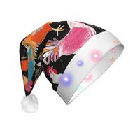 KFRXXZQB Cute Rooster Chickens -Print Adult Plush Christmas Hat Led Lights Light-Up Santa Hat For Parties Events Soft, Washable Design For Holiday Gatherings Family Celebrations.
