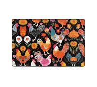 KFRXXZQB Cute Rooster Chickens -Print Flannel Non-Slip Mat 60x39 Inch, Soft Washable Area Rug with Memory Foam for Living Room & Bedroom.