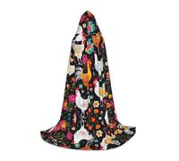KFRXXZQB Cute Rooster Chickens -Print Youth Hooded Cape - Adjustable Printed Cloak For Halloween Events, School Theatre & Costumes S
