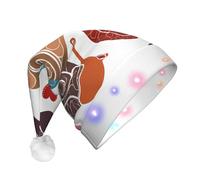 KFRXXZQB Cute Snail -Print Adult Plush Christmas Hat Led Lights Light-Up Santa Hat For Parties Events Soft, Washable Design For Holiday Gatherings Family Celebrations.