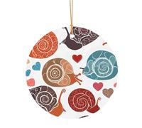 KFRXXZQB Cute Snail -Print Round Aluminum Pendants - Customizable Double-Sided Print, 0.8mm Thin Gold Cord For Christmas.