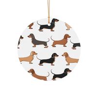 KFRXXZQB Dachshund Weiner Pet Dogs -Print Round Aluminum Pendants - Customizable Double-Sided Print, 0.8mm Thin Gold Cord For Christmas.