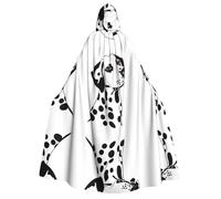 KFRXXZQB Dalmatian -Print Adults Halloween Cloak Hooded - Full Print Gothic Cape For Festivals, Larp Events & Themed Parties With Machine Washable Fabric