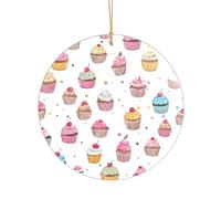 KFRXXZQB Delicious Cupcakes -Print Acrylic Pendant Golden Lanyard - Customizable High-Clarity Ornament For Christmas & Wedding Deco.