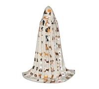 KFRXXZQB Dog breed -Print Youth Hooded Cape - Adjustable Printed Cloak For Halloween Events, School Theatre & Costumes M