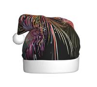KFRXXZQB Explosion Firework 3D -Print Adult Plush Christmas Hats - Festive Santa Hats For Adults - Lightweight & Comfortable Christmas Gatherings, Parties Holiday Celebrations.