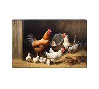 KFRXXZQB Farm Chickens -Print Flannel Non-Slip Mat 60x39 Inch, Soft Washable Area Rug with Memory Foam for Living Room & Bedroom.
