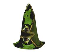 KFRXXZQB Frog and Rain -Print Youth Hooded Cape - Adjustable Printed Cloak For Halloween Events, School Theatre & Costumes S