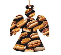 KFRXXZQB Fun Food Hot Dogs -Print Handcrafted Wooden Christmas Ornaments - Double-Sided Printed Hanging Decor For Tree Home Gifts. 2PCS