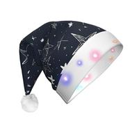 KFRXXZQB Glow in The Dark -Print Adult Plush Christmas Hat Led Lights Light-Up Santa Hat For Parties Events Soft, Washable Design For Holiday Gatherings Family Celebrations.