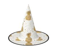 KFRXXZQB Gold Glitter Pineapples Fruit -Print Full Coverage Halloween Hat - Packable Witch Headwear For Festivals, Larp & Parties 2 PCS