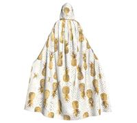 KFRXXZQB Gold Glitter Pineapples -Print Adult Halloween Cloak - Adjustable Hooded Cape For Parties, Gothic Events & Festivals, Machine Washable Value Option