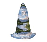 KFRXXZQB grand teton national park -Print Youth Hooded Cape - Adjustable Printed Cloak For Halloween Events, School Theatre & Costumes S