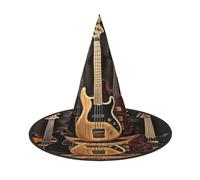 KFRXXZQB Guitar Bass Music Musical Instruments -Print Full Coverage Halloween Hat - Packable Witch Headwear For Festivals, Larp & Parties 2 PCS