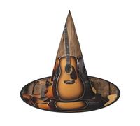 KFRXXZQB Guitar Bass Music Musical Instruments -Print Full Coverage Halloween Hat - Packable Witch Headwear For Festivals, Larp & Parties 2 PCS