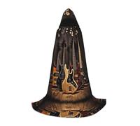 KFRXXZQB Guitar Bass Music Musical Instruments -Print Youth Hooded Cape - Adjustable Printed Cloak For Halloween Events, School Theatre & Costumes L