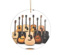KFRXXZQB Guitar -Print Acrylic Pendant Golden Lanyard - Customizable High-Clarity Ornament For Christmas & Wedding Deco.