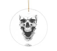 KFRXXZQB Horror Skull -Print Acrylic Pendant Golden Lanyard - Customizable High-Clarity Ornament For Christmas & Wedding Deco.