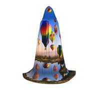 KFRXXZQB Hot Air Balloons -Print Youth Hooded Cape - Adjustable Printed Cloak For Halloween Events, School Theatre & Costumes M