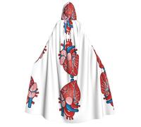 KFRXXZQB Human Anatomy Heart Chart -Print Adults Halloween Cloak Hooded - Full Print Gothic Cape For Festivals, Larp Events & Themed Parties With Machine Washable Fabric