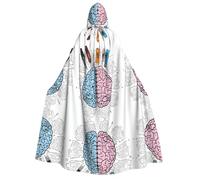 KFRXXZQB Human Brain -Print Adults Halloween Cloak Hooded - Full Print Gothic Cape For Festivals, Larp Events & Themed Parties With Machine Washable Fabric