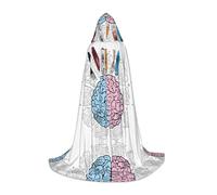 KFRXXZQB Human Brain -Print Youth Hooded Cape - Adjustable Printed Cloak For Halloween Events, School Theatre & Costumes L