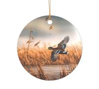 KFRXXZQB Hunting Flying Wild Duck -Print Acrylic Pendant Golden Lanyard - Customizable High-Clarity Ornament For Christmas & Wedding Deco.